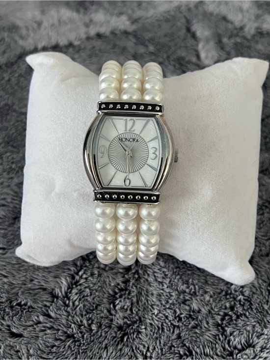 Vintage Honora Cultured Triple Strand Freshwater Pearl Cuff Watch NWOT main image 5